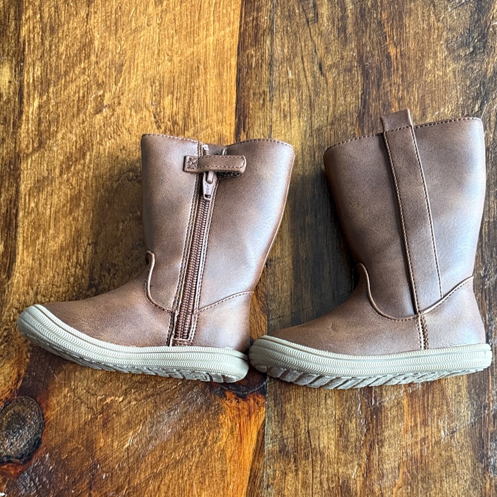 Cat & Jack Brown Kids Boots with Side Zipper